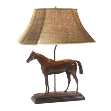 Oklahoma Casting Thoroughbred Horse Lamp w/ Linen Shade