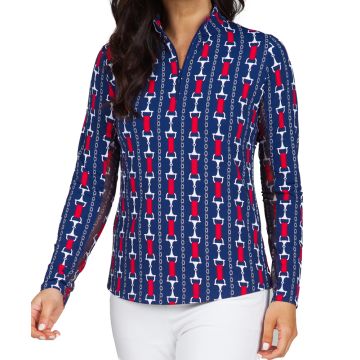 IBKUL Ladies Mock Neck Long Sleeve Sunshirt/Top - Print (2023)