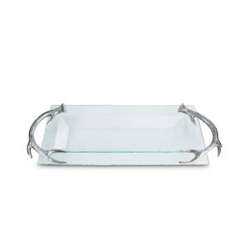 Arthur Court Antler Glass Oblong Tray