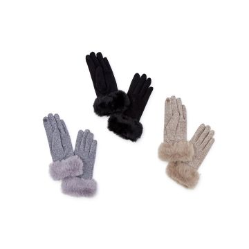 Opening Night Cashmere Feel Gloves With Plush Faux Fur Cuff