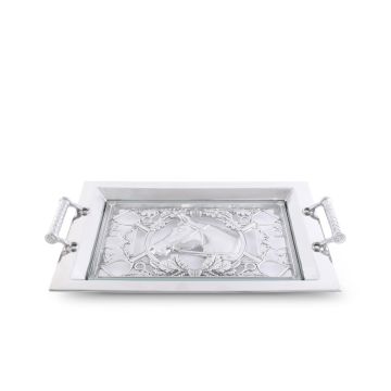 Arthur Court Equestrian Horse Glass Top Serving Tray