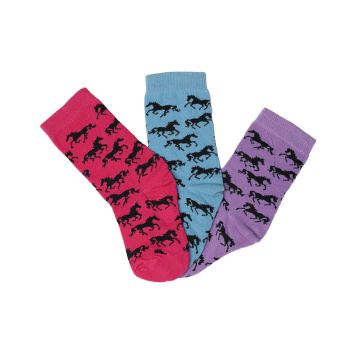 AWST Youth Lila Galloping Horses Crew Socks