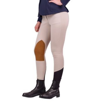 RHC Ladies Meryl Active Knee Patch Euro Seat Breech W Mesh Socks & Clarino Patch