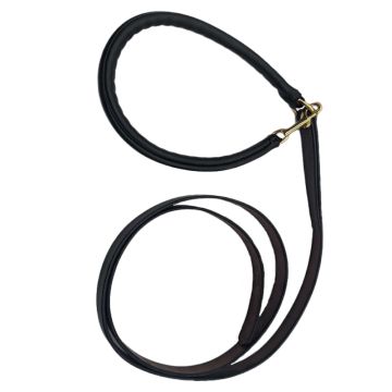 Riding Tack Leather Lead Shank With Covered 30" Solid Brass Chain And 7' Shank