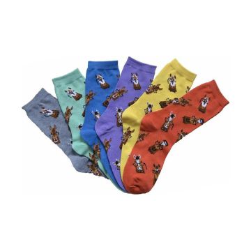 AWST Ladies Lila Horse With Spectacles Crew Socks