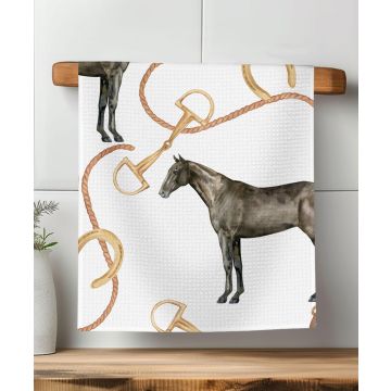 Sunshine Tienda Horse Pony Equestrian Waffle Style Kitchen Towel