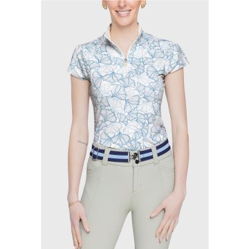 Kastel Ladies Shirred Cap Sleeve 1/4 Zip Sunshirt - 5