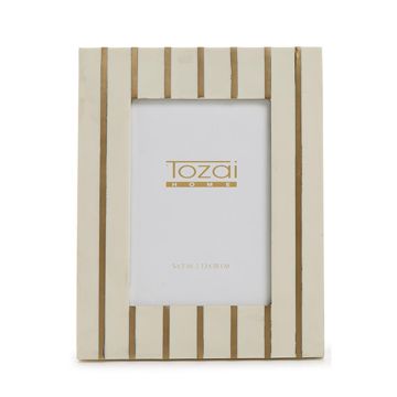 Two's Company Brass Inlay on White Frame (5x7)