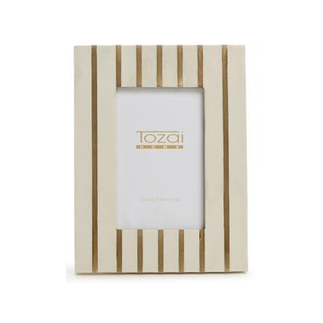 Two's Company Brass Inlay on White Frame (4x6)