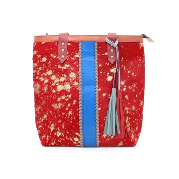 Large Cowhide Tote Bag With Tassel