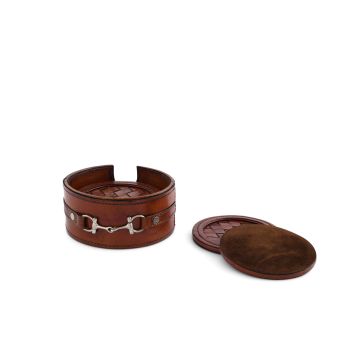 Vagabond House Premium Genuine Leather Coaster Set - Bit - Set of 6