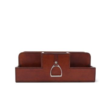 Vagabond House Premium Genuine Leather Stirrup Desk Organizer For Office